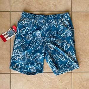 Kirkland Teal Leaf Print Board Shorts - BRAND NEW W TAGS